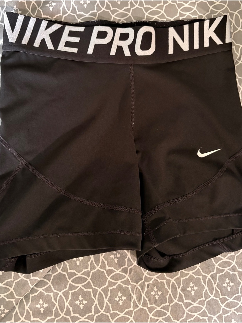 Nike Pro Black Women's Athletic Shorts with White Logo